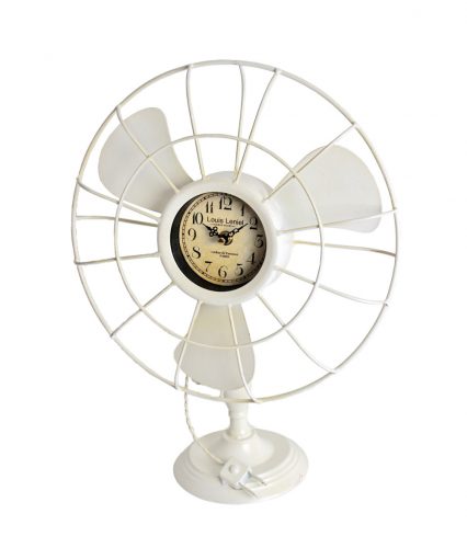 FÉM ASZTALI ÓRA VENTILÁTOR KRÉM