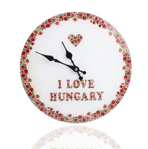 ÜVEG FALI ÓRA  KEREK I LOVE HUNGARY