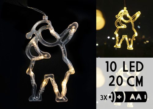 VILÁGÍTÓ FIGURA, CSŐVÁZAS, MIKULÁS ALAKÚ, 10 LEDDEL, ELEMES, MELEG FEHÉR FÉNYŰ