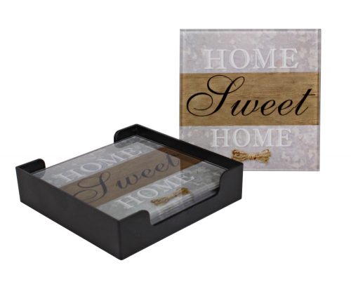 ÜVEG ALÁTÉT 4 DARABOS  HOME SWEET HOME