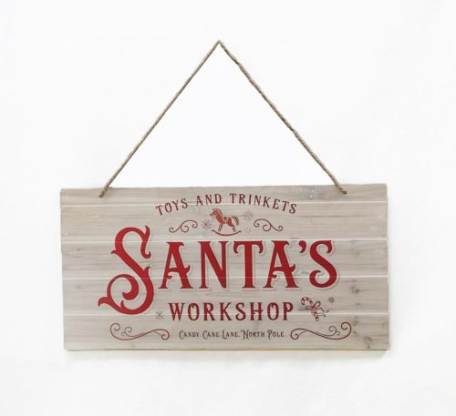 FA KOPOGTATÓ TÁBLA, SANTA'S WORKSHOP, NATÚR ÉS PIROS