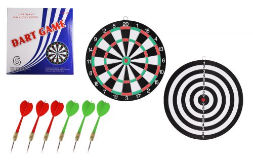 DARTS TÁBLA FÉM KERETS, FLOCK, 6 DART TÚVEL